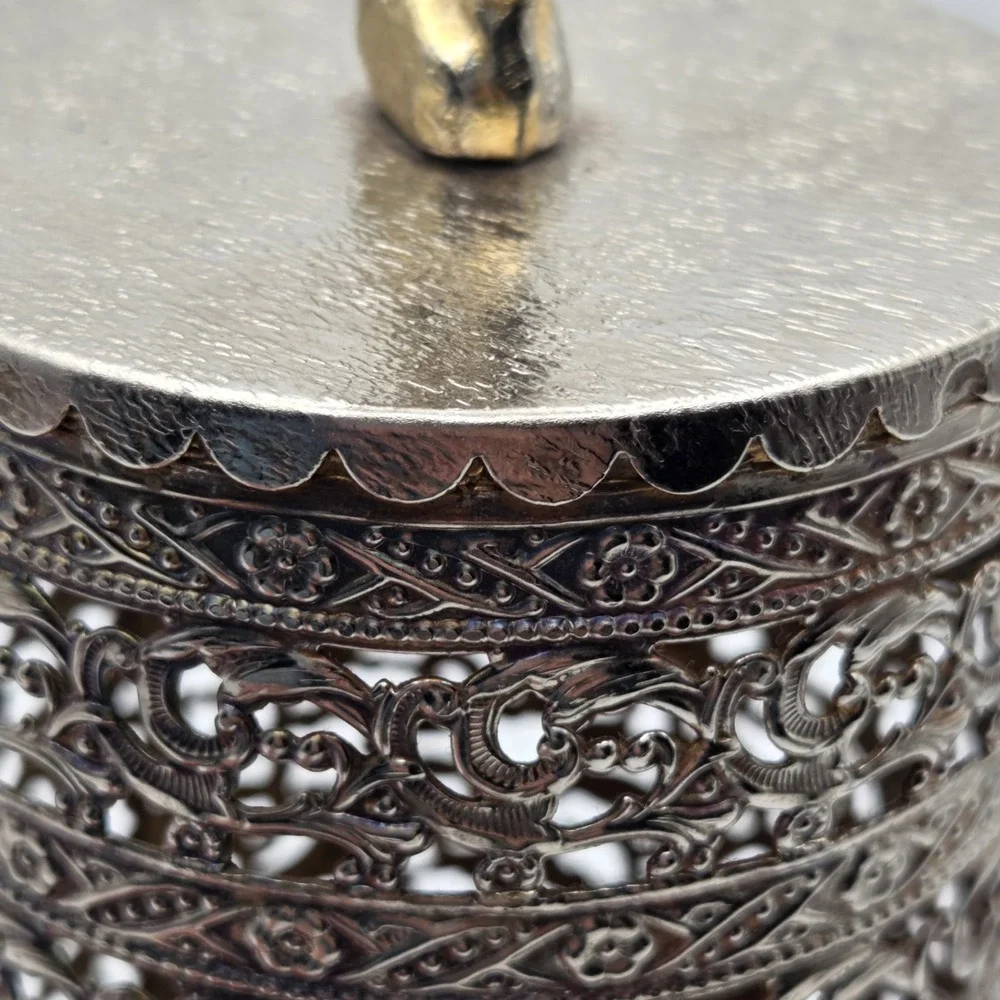 Vintage Filigree Hairspray Cover With Cherub Finial Gold Tone Hollywood Regency